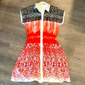 ICB New York dress. Silk/Nylon. Button up A- Line NWT